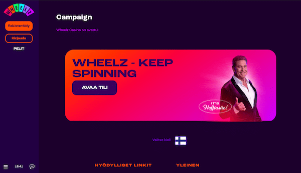 Wheelzin tervetulosivu