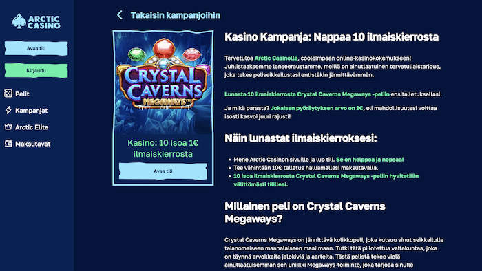 Kuva Arctic Casinon peleistä