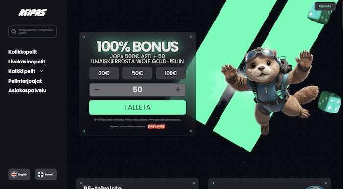 Kuva Reipas Casinon bonuksesta